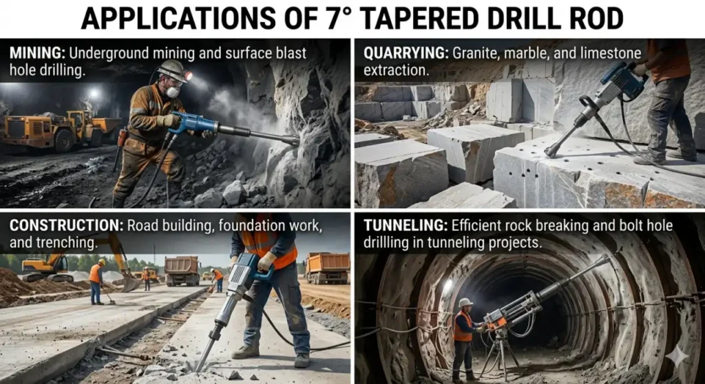 Aplicaciones de la barra de perforación cónica de 7