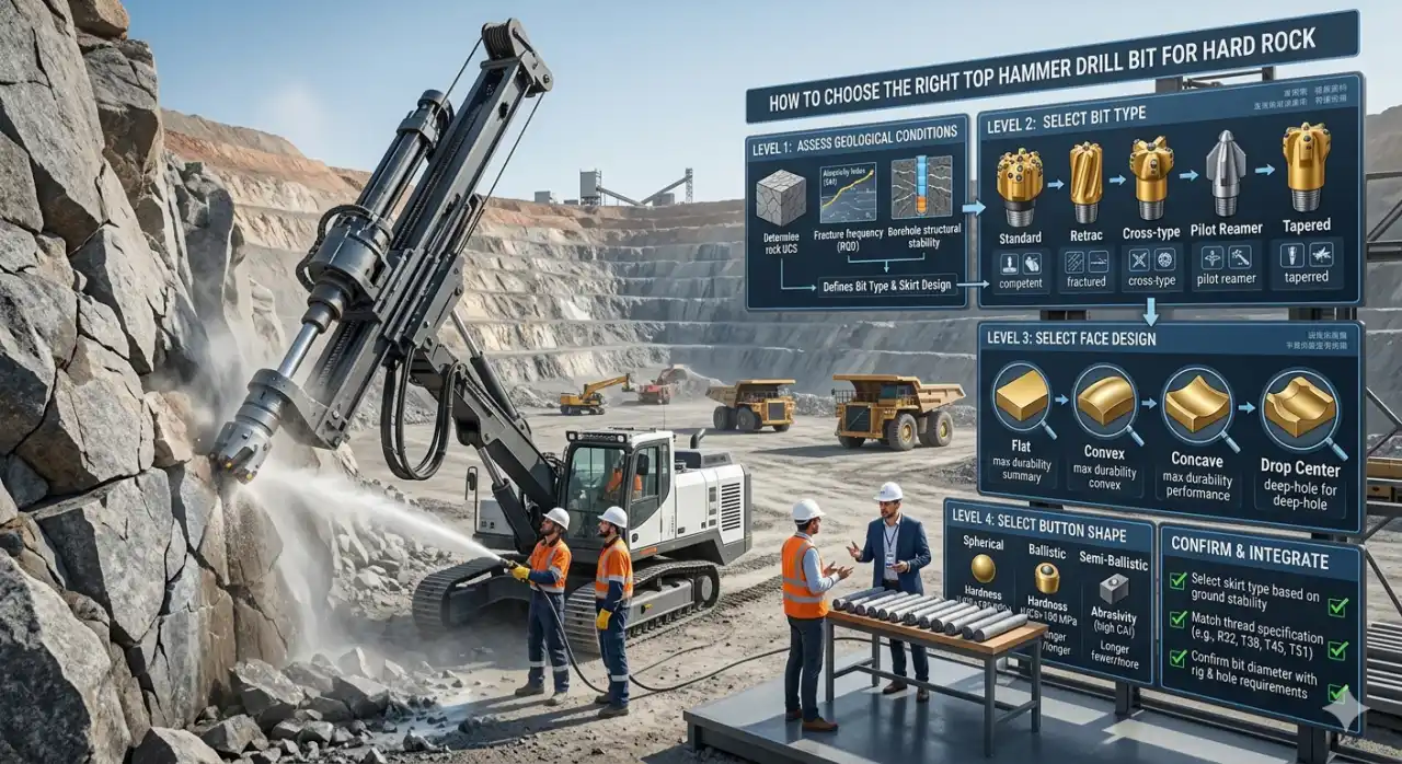 Cómo elegir la broca de martillo en cabeza adecuada para roca dura