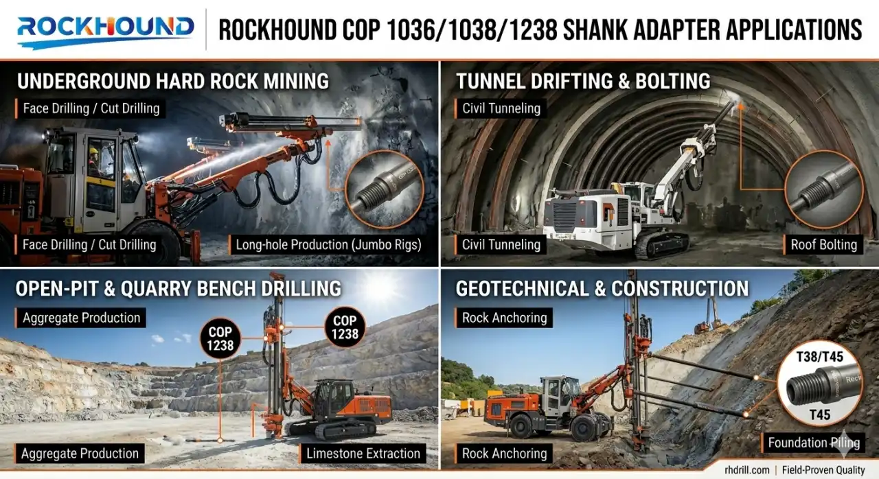 Aplicaciones de los adaptadores de mango Cop 1036 1038 1238