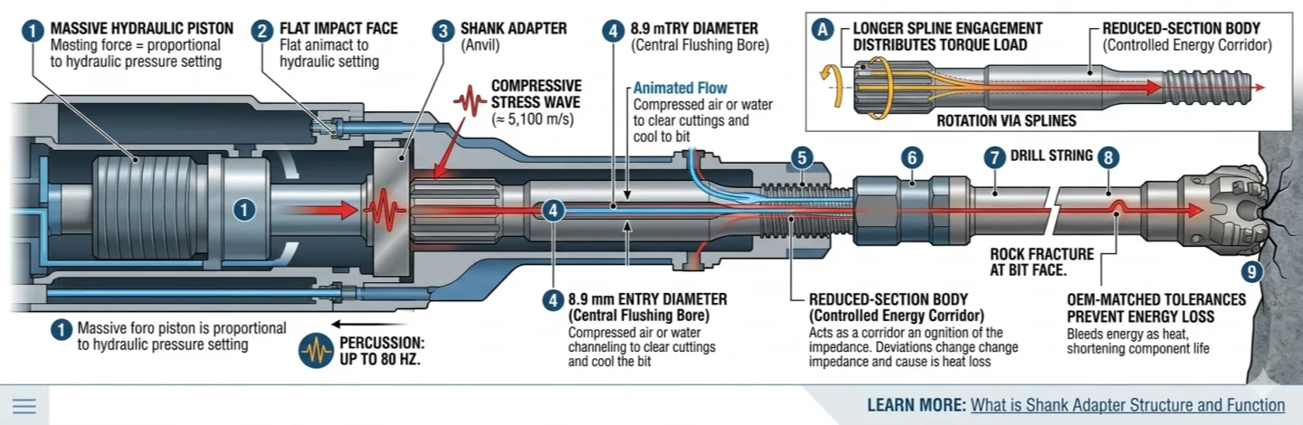 Principio de funcionamiento del adaptador de vástago